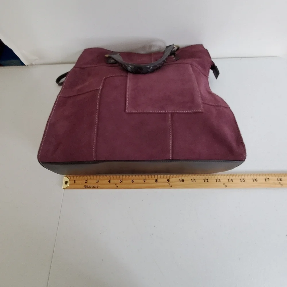 Valerie Stevens Purple Suede‎ Tote Bag Patchwork Double Strap Purse Retro